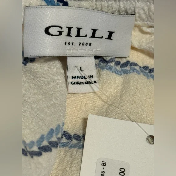 💧H064 NWT Gilli L pp 16 unstretched Blue striped stretch waist big sleeve Dress - Picture 11 of 12